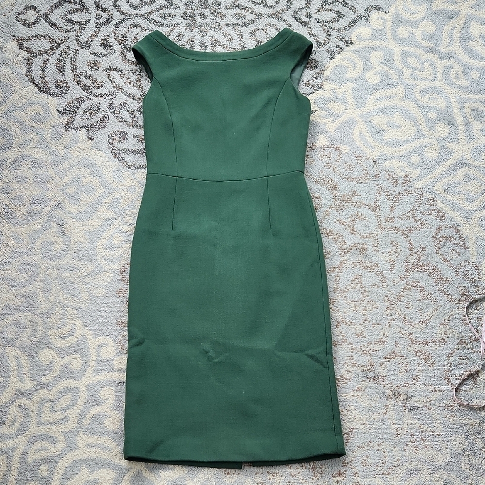 Barneys New York 100% Virgin Italian Wool Sheath Midi Dress Green size 2 or 4